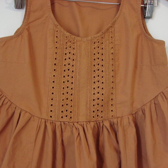 Anthropologie Top Orange Ruffled Embroidered Boho Sleeveless Boho Tank Small P - Picture 4 of 14